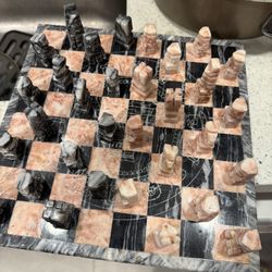Hand-Carved Marble Chess Set - Full Board & Pieces