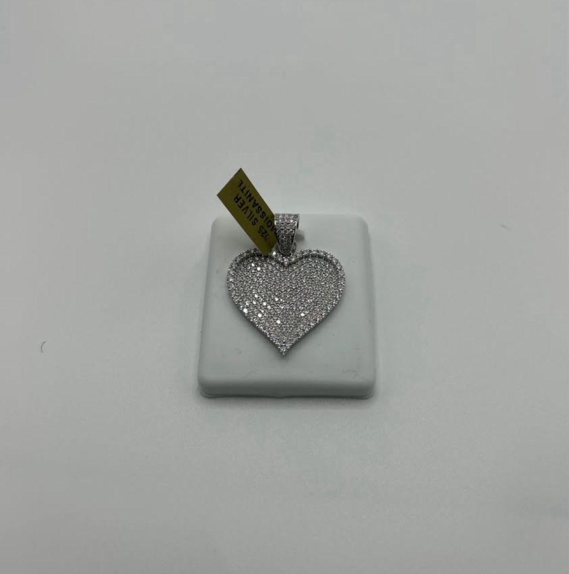 925 Silver Moissanite Heart Pendant