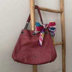 Coach Turnlock Edie Pink Shoulder Bag 