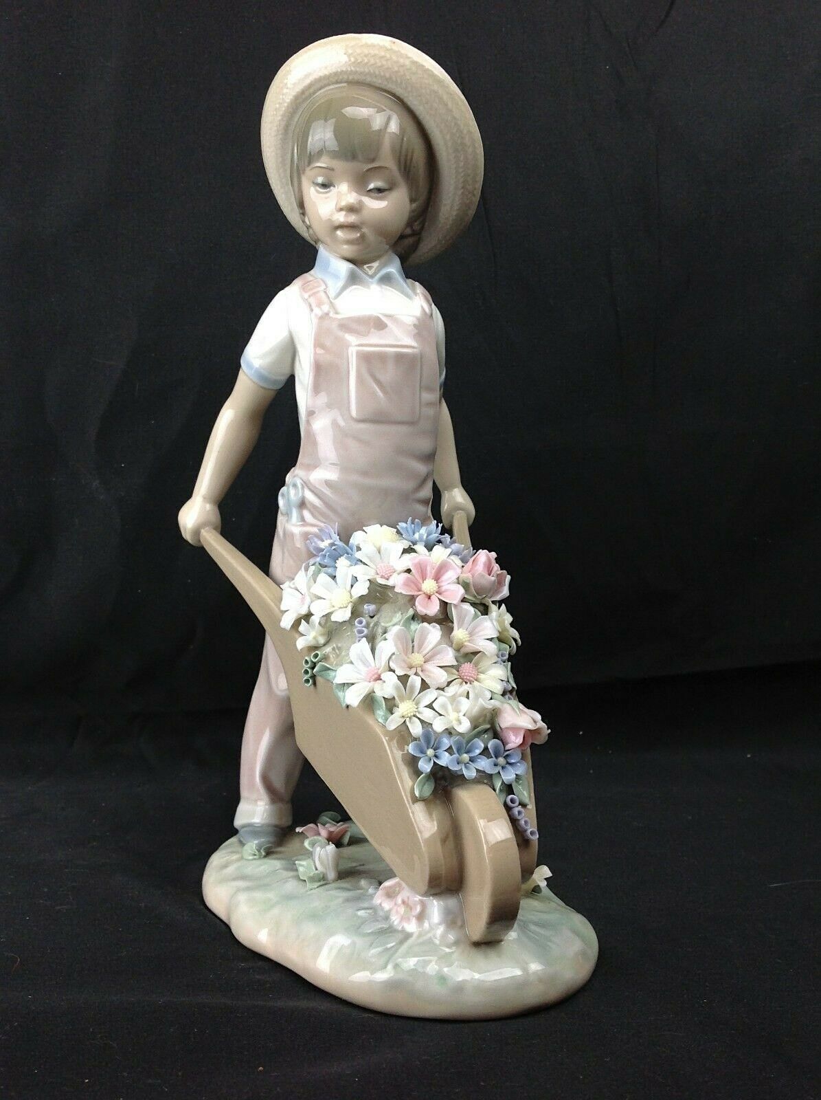 Rare LLADRO Wheelbarrow with Flowers Figurine #1283