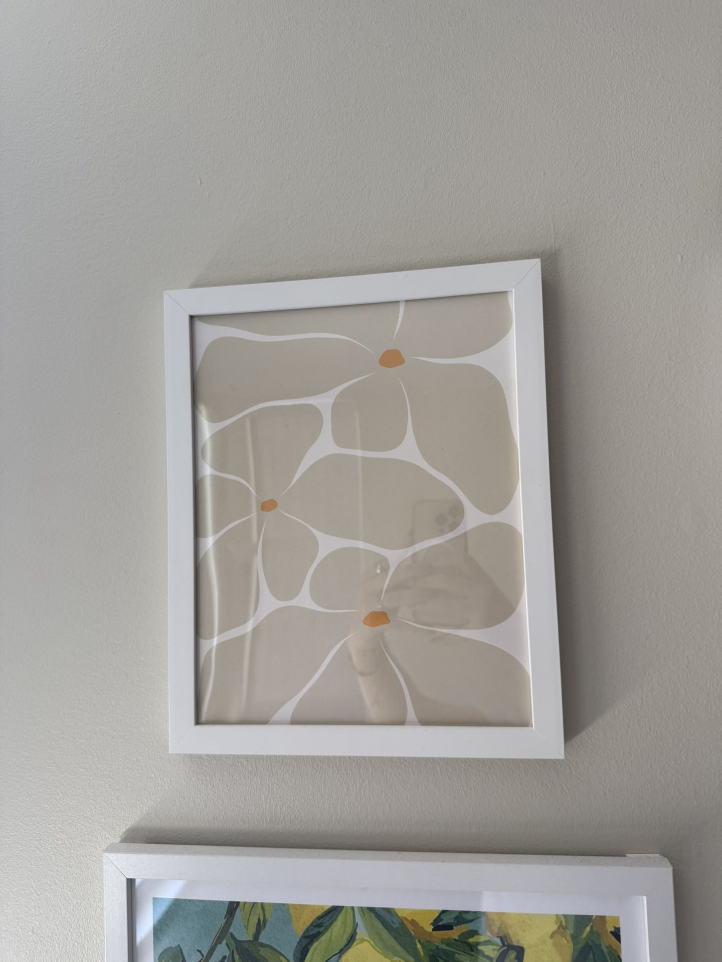 8x10 Abstract Floral Art Print – White Frame