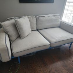 Blue Metal / Upholstered Futon