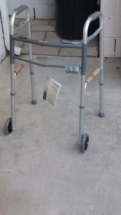 Deluxe Two Button Folding Walker with 5" Wheels