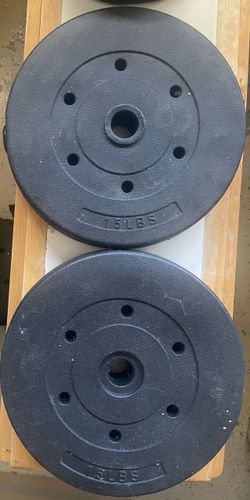 Barbell Standard Vinyl Weight Plate 15 LBS Circular Black Fits 1" Weight Bar