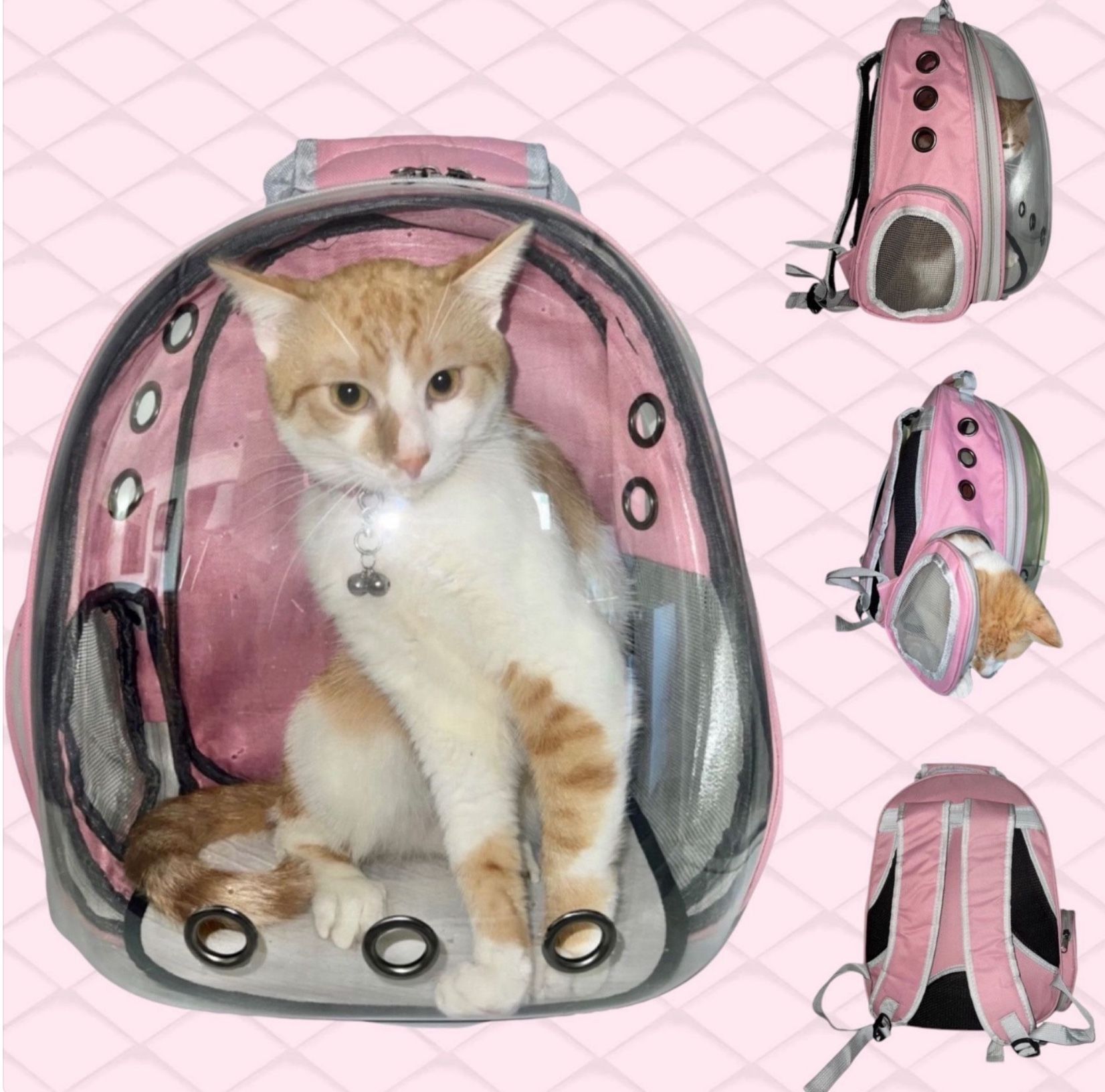 Pink-PetPack Adorable Bubble Carrying Bag for Small, medium dogs Cats, Space Capsule Pet Park, Hiking backpack, Airline Approved Travel Carrier
