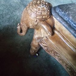 Antique Marble Hand Carved Elephant Marble Table Top Coffee Tables