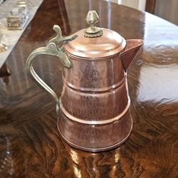 Antique Copper & Brass Hammerd Pot 8.5" / Vintage / Collectible / Rustic / Kitchen / Original / Unique / Decor / Decorative / Living Room / Man Cave 