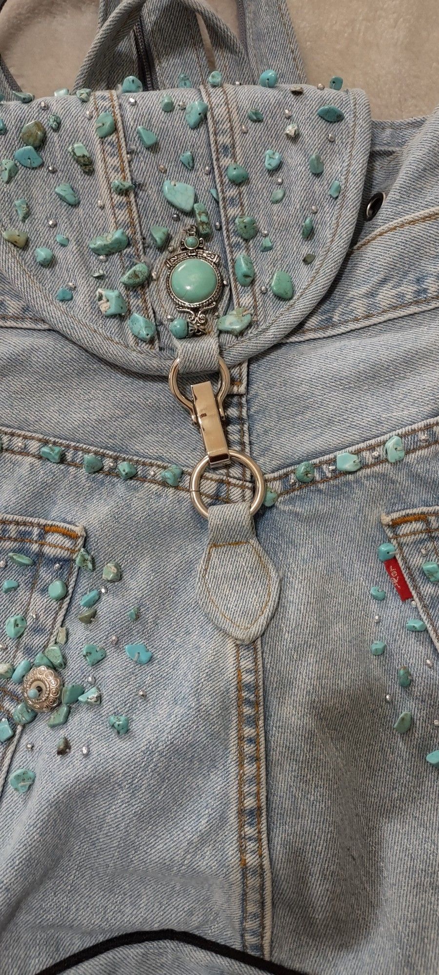 Denim Blue Jewelled Levis Backpack