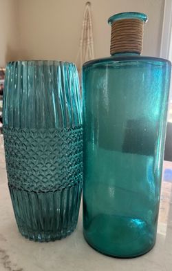 Extra Large Turquoise Glass Vases