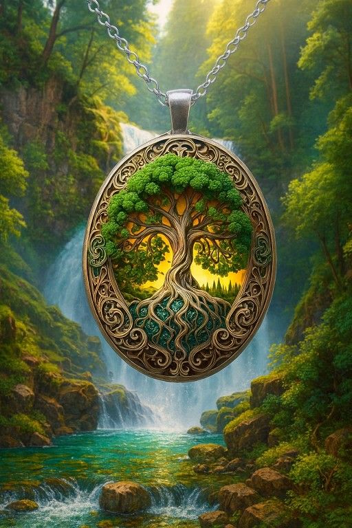 Elegant Tree of Life Stainless Steel Oval Pendant Necklace – Nature Design