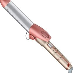 INFINITIPRO BY CONAIR Frizz Free 1 1/4-inch Titanium Ceramic Curling Iron, 1 ¼ inch barrel produces loose curls – for use on medium and long hair

