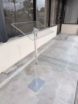 Acrylic Podium Stand, Angle Adjustable, 19.75" L x 13.75" W x 42.3" H, Modern Lecterns & Pulpits for Classroom, Concert, Church, Speech, Easy Assembly