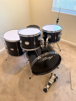 Borg 4 piece drum set 22 12 13 16” Ludwig hihat pedal throne good cond $125 cash in Upland 91784