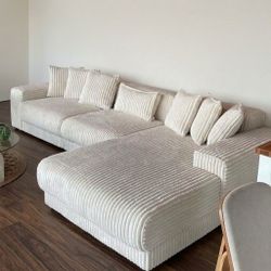 Contemporary Textured Cream Sectional