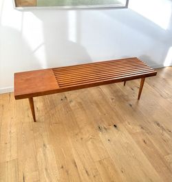 Mid Century Slatted Bench