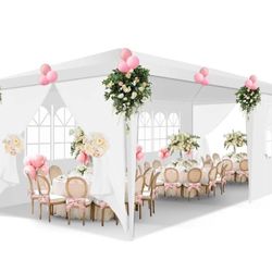 10x20' Canopy Tents 6 Removable Sidewalls, Waterproof Outdoor Tent for Weddings and Events, White