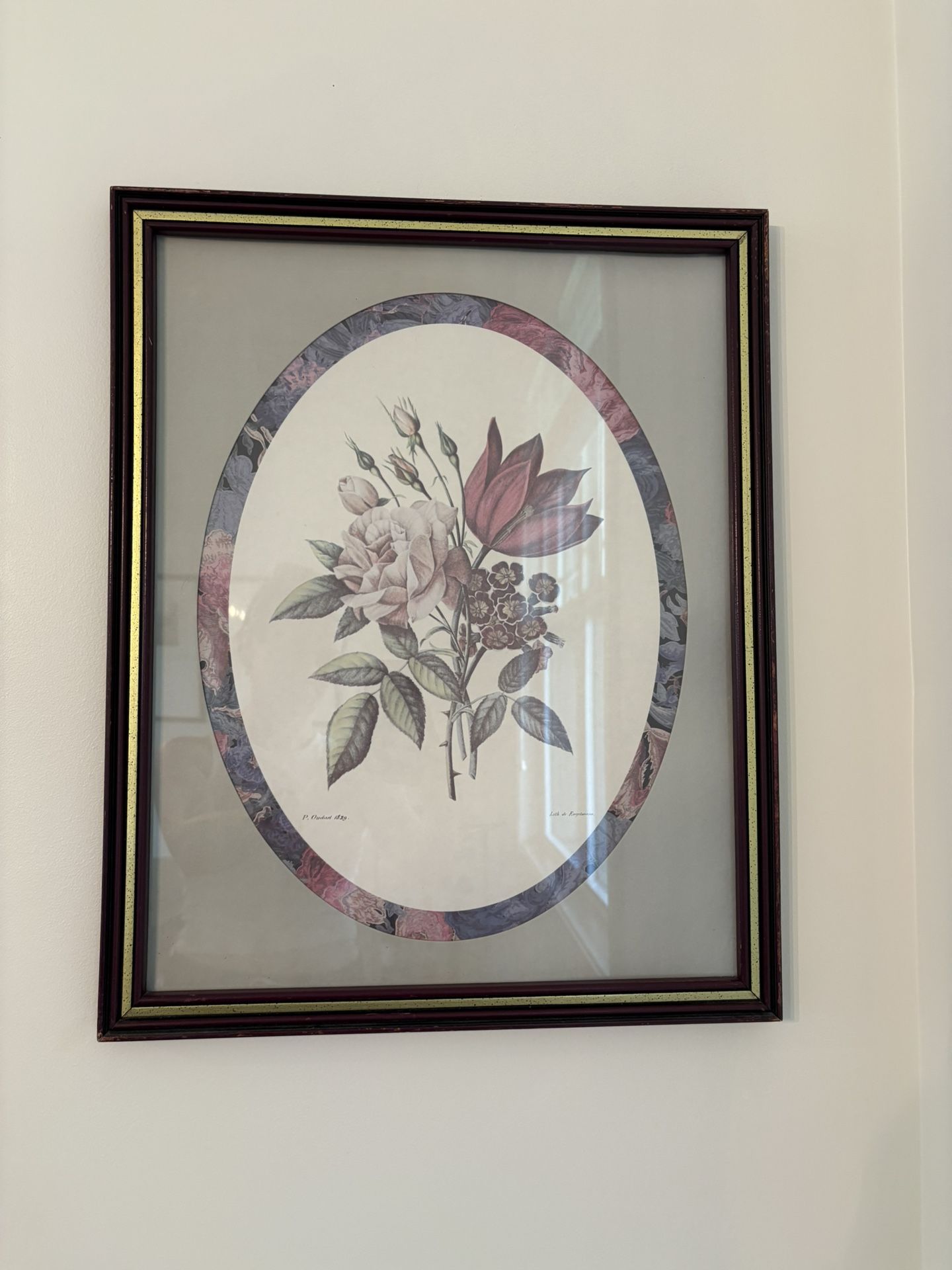 Vintage Botanical Bouquet Print P. Oudart 1829 Lithograph de Engelmann
