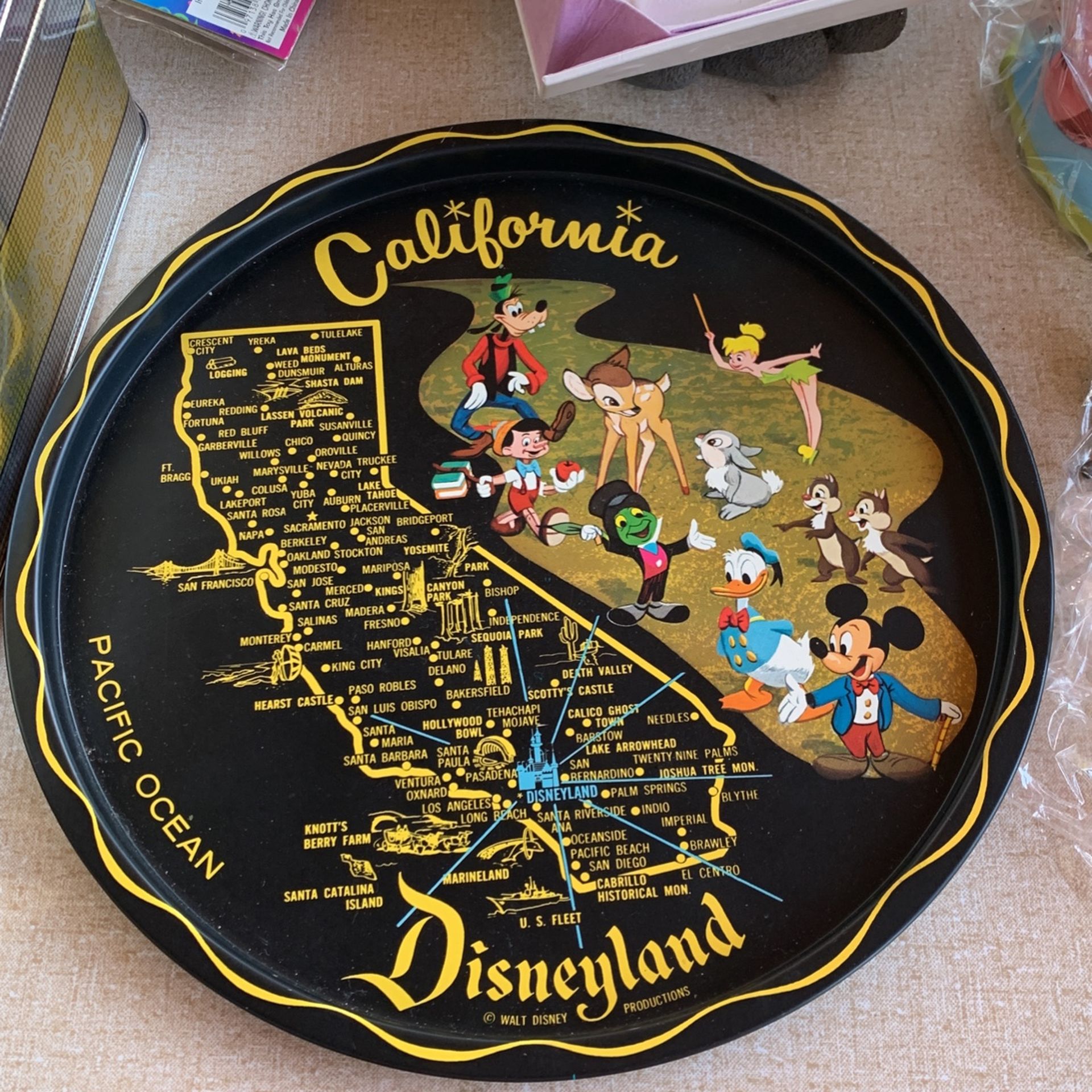 1960’s California Metal map Walt Disney Souvenir