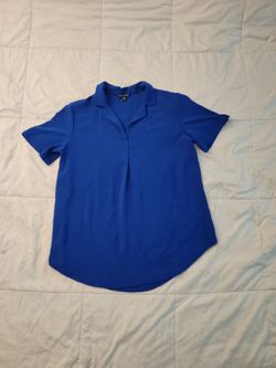 Hilary Radley Blue Short Sleeve Blouse
