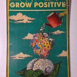 Metal Sign Grow Positive Thoughts Mental Awareness Motivational Hippie Wall Art Room Aesthetic 