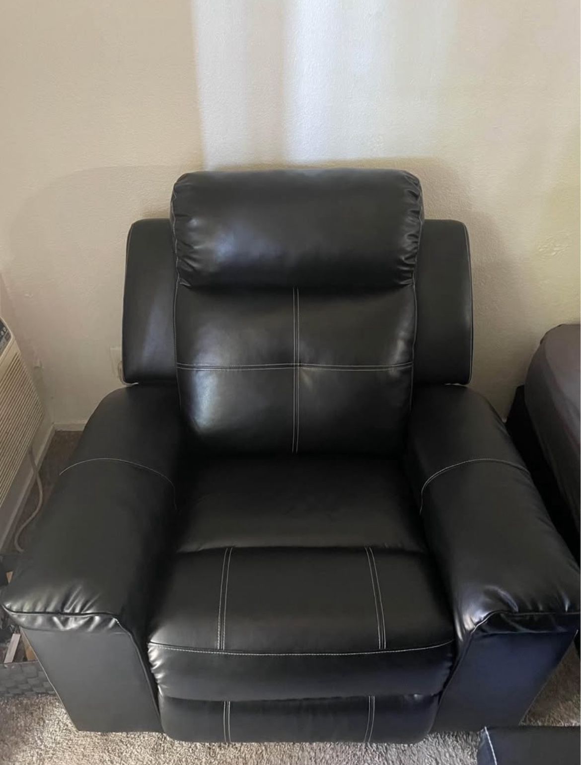 Black Faux Leather Recliner