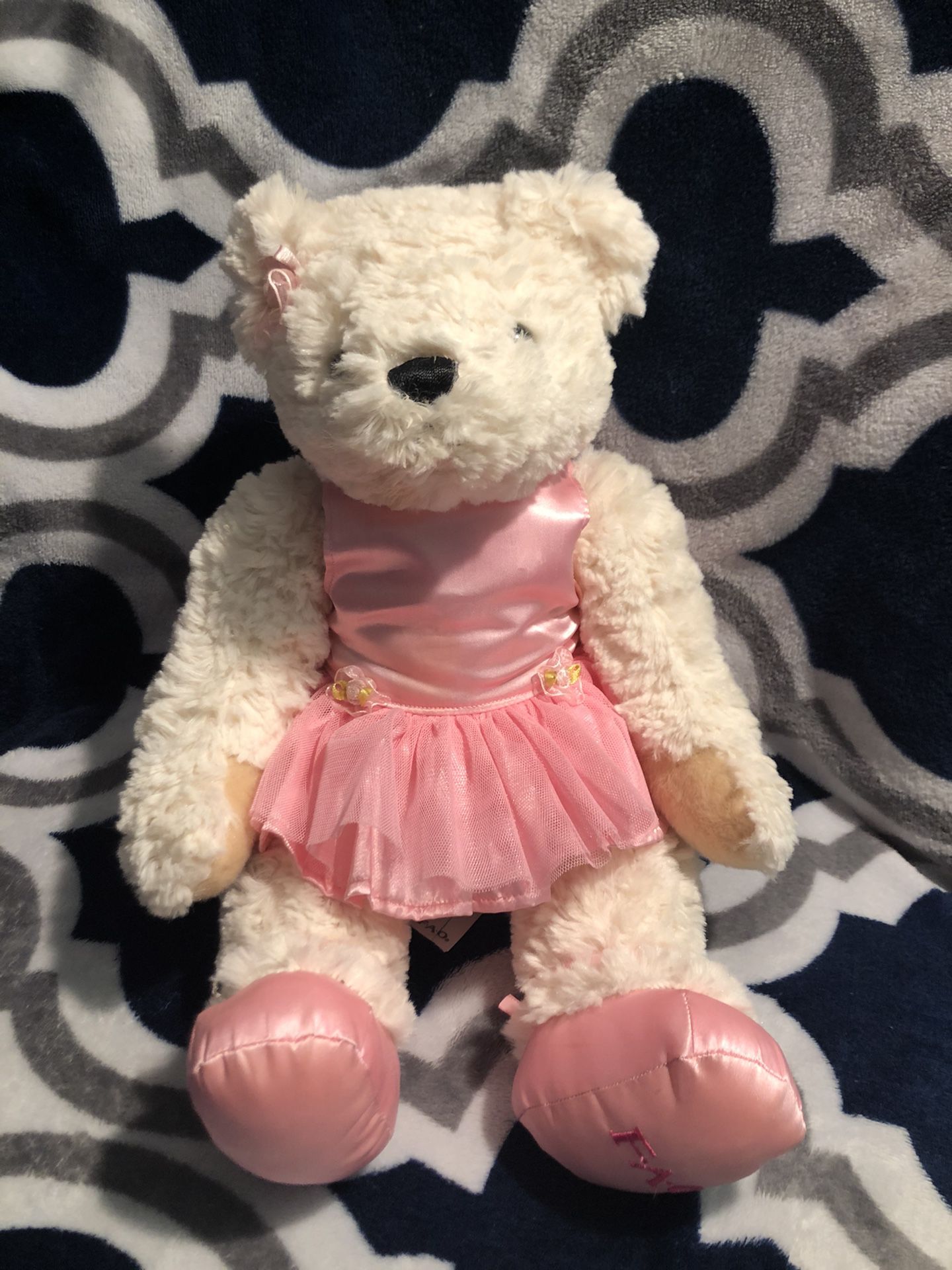 cute white pink ballerina teddy bear
