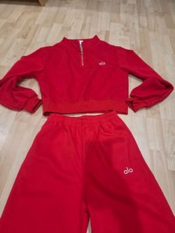Alo Yoga Red Sweatsuit Set