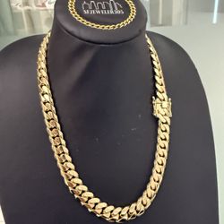 14MM 22" (270 Grams), 14K Gold over .999 Silver, Cuban Link Chain