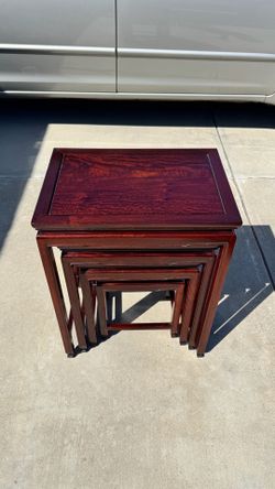Antique Vintage Authentic Japanese Rosewood Nesting Tables Sidetable Oriental Asian