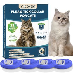 4 Pack Cat Flea Collar - Flea Collar Adjustable, Waterproof Flea and Ticks