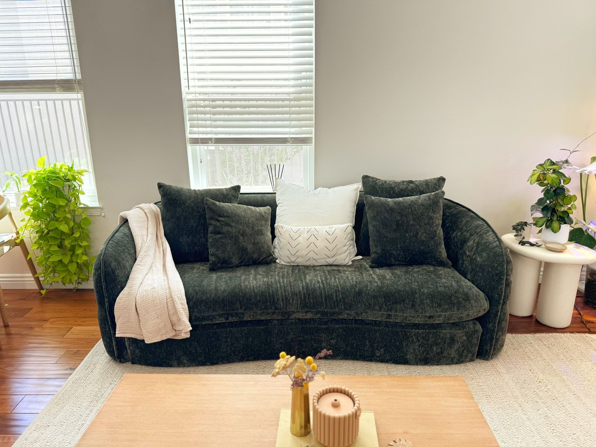 Modern, Forest Green Couch Sofa