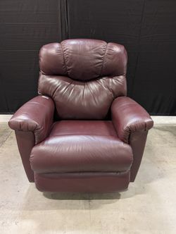 LaZBoy Plush Burgundy Leather Recliner Armchair - Overstuffed Comfort
