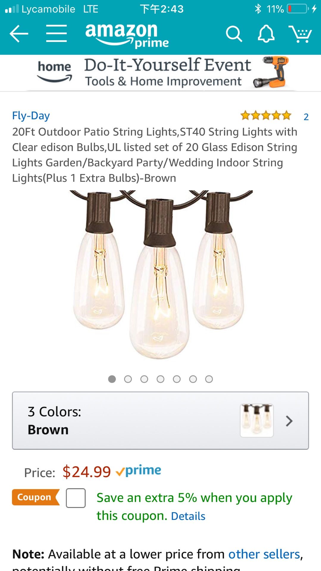 Brand new 20Ft Outdoor Patio String Lights,ST40 String Lights with Clear edison Bulbs