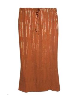 Rust Orange Metallic Midi Skirt