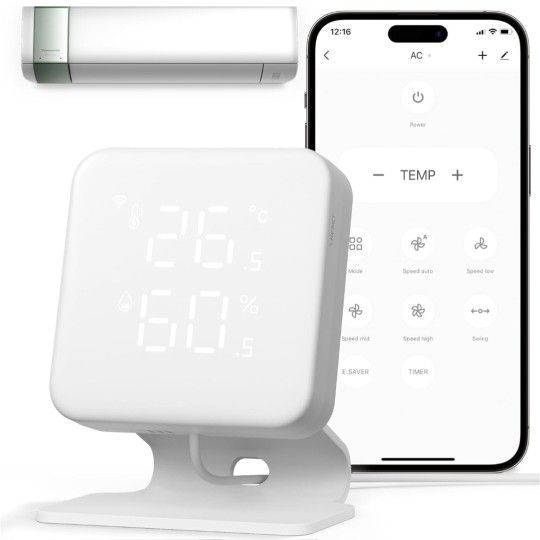 WOOX Smart Air Conditioner Controller, WiFi IR Remote Control for Mini Split, Portable, Window AC & Heat Pumps, Home Automation Controllers, Quick & E