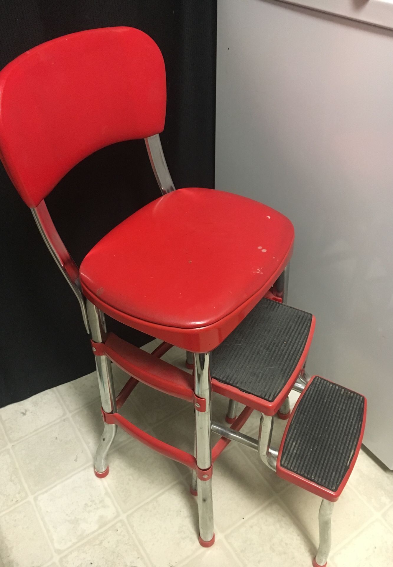 Cosco 11120RED1E Retro Counter Chair/Step Stool, Red for Sale in Blue