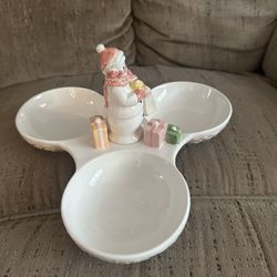 “Snow  Lady”  3 Section Candy/treat Dish - Pick Up Only