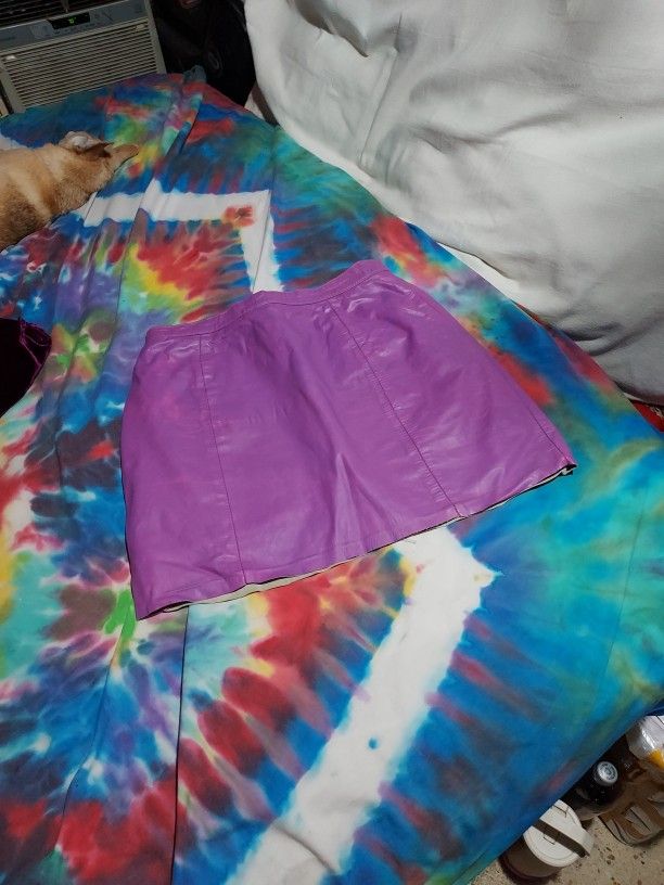 Leather Mini Purple Skirt