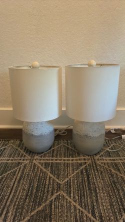 2 concrete side table lamps.