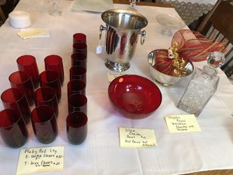 Vtg Ruby Red Glasses, Wm. Sonoma Champagne Bucket, Separate Prices White Bear Lake Cash/Venmo