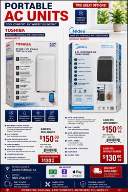 Toshiba and Midea 8000 BTU Portable Air Conditioner