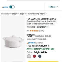 Casserole dish 2quart white