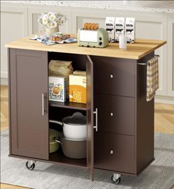 Rolling Kitchen Island Cart with Storage