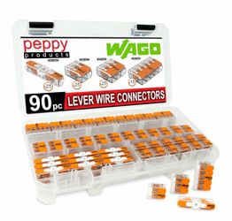 WAGO 221 Lever Nuts 90pc Compact Splicing Wire Connector Assortment with Case