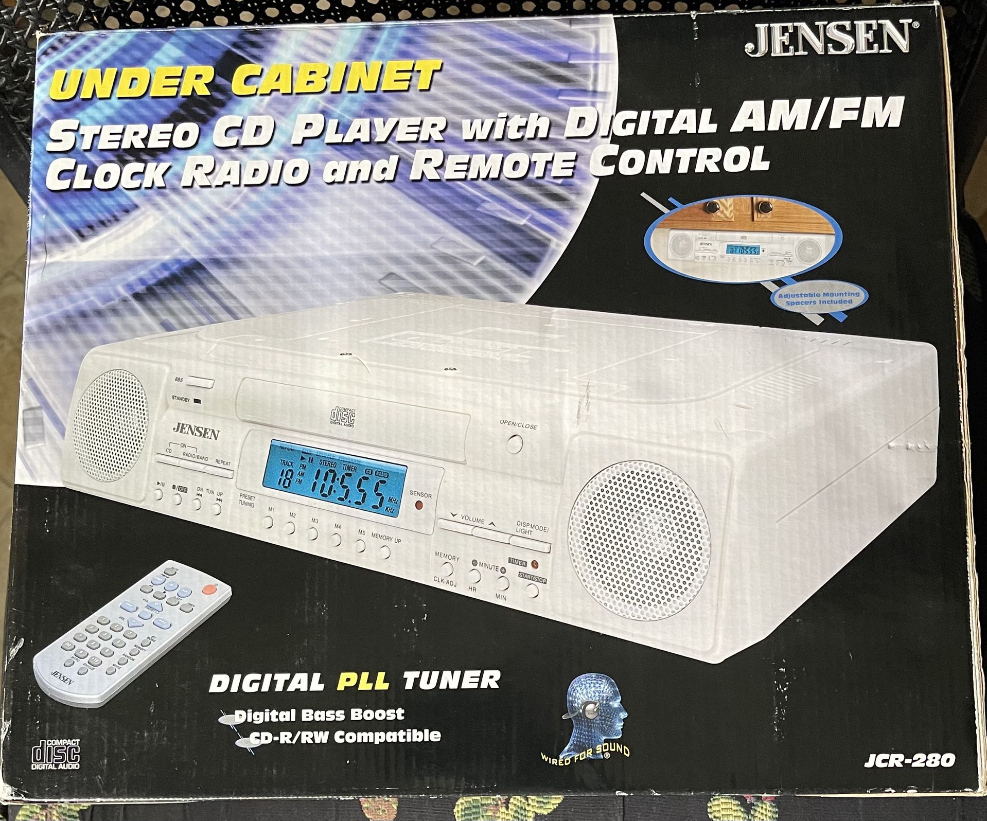 Jensen Under Cabinet Stereo Cd Player With Digital Am/Fm Clock Radio