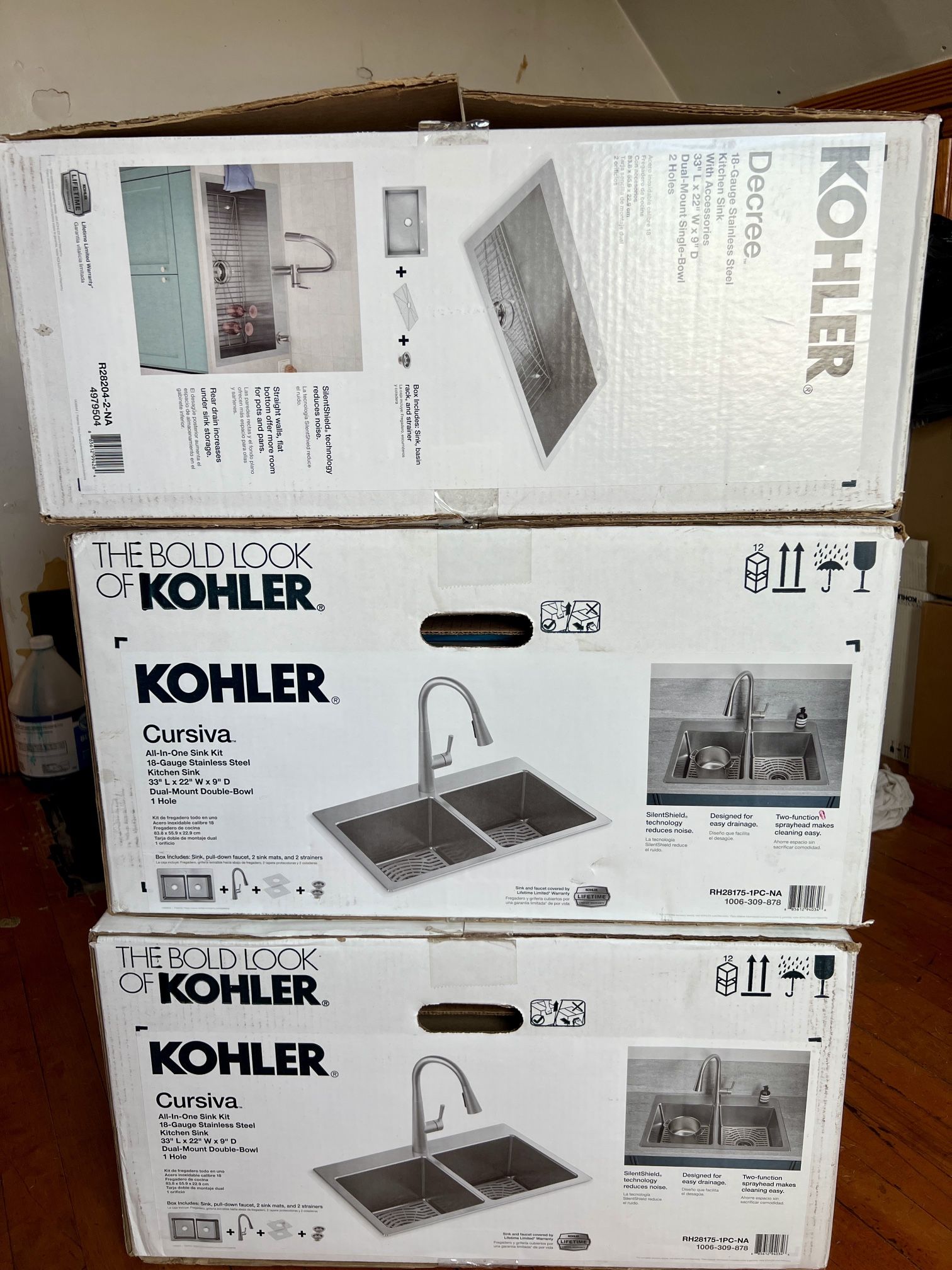 THE BOLD LOOK OF KOHLER CURSIVA SINKS KIT $ 120 each 