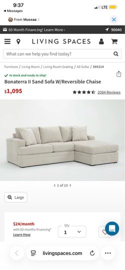 Living spaces couch/ sofa