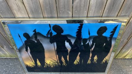 Large Africa 50x38 sofa mirrored art by Williams very nice