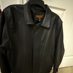 Men’s Coat Leather Black  Color Size XL 