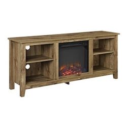 TV STAND Walker Edison 58-in W Barnwood Free standing LED Flat Wall Electric Fireplace 